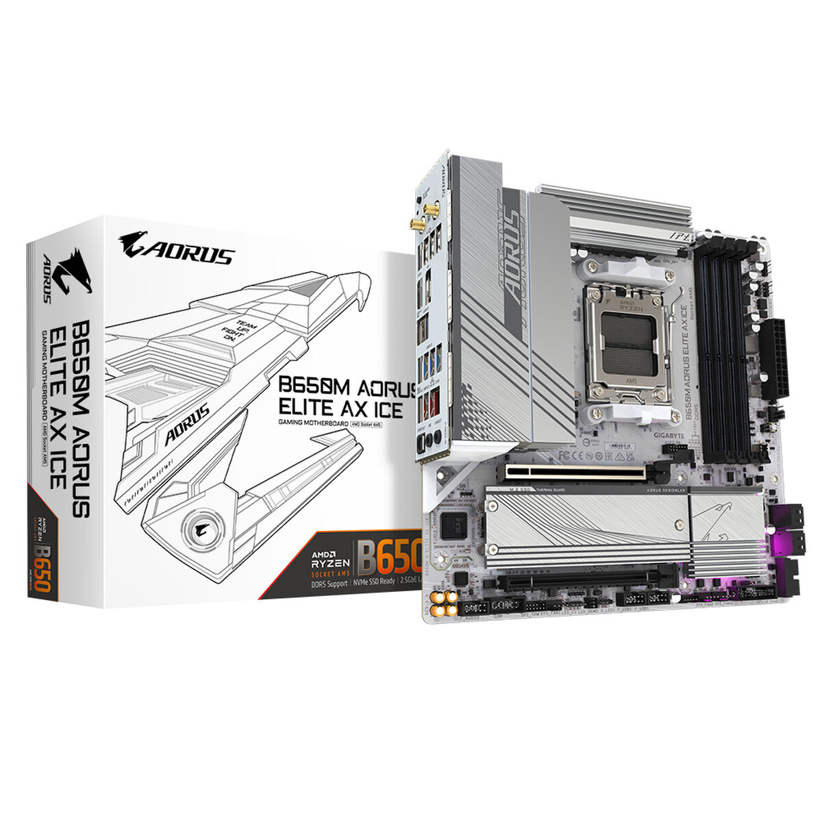 Placa Mãe Gigabyte B650M AORUS ELITE AX ICE AMD B650 AMD AM5